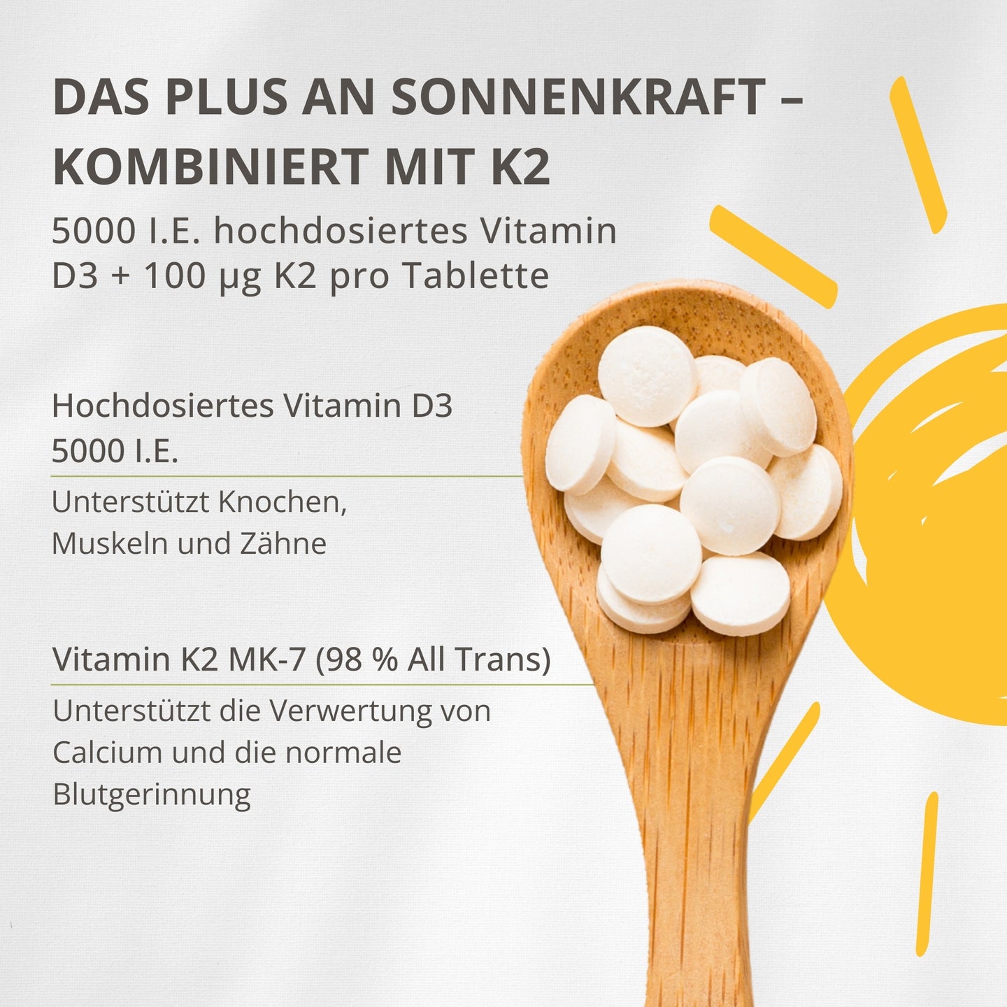 Vitamin D3+K2 - 5000 I.E. Tabletten