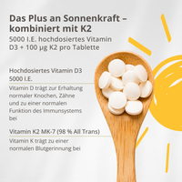 Vitamin D3+K2 - 5000 I.E. Tabletten