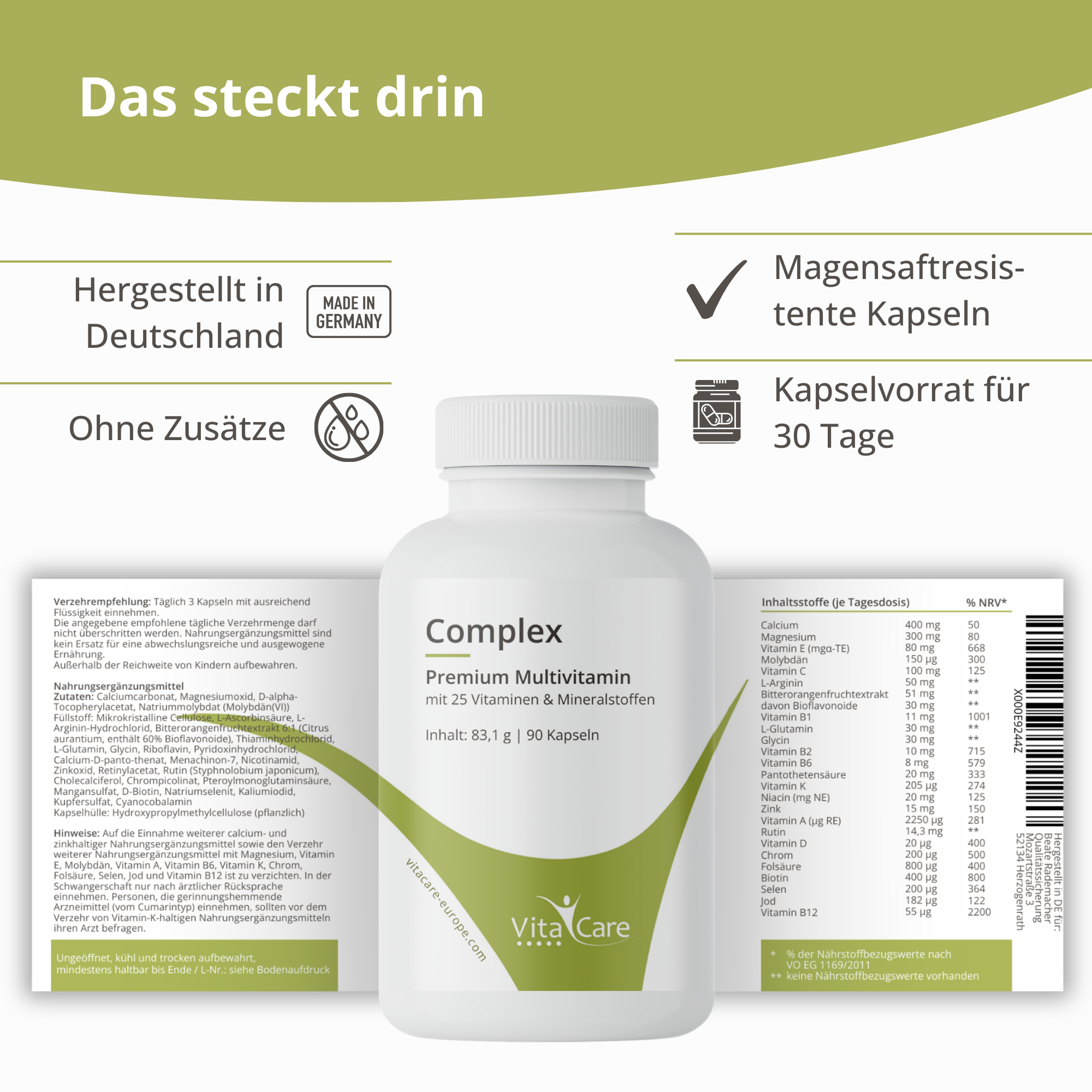 Complex Multivitamin - mit 25 Vitaminen & Mineralien