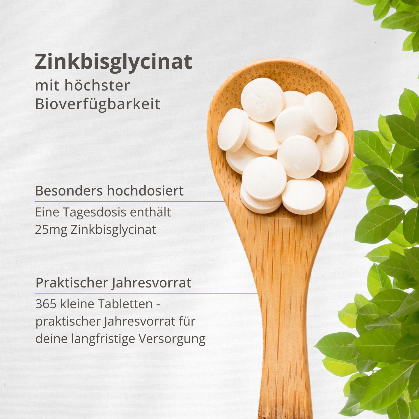 Zink Bisglycinat 25 mg – 365 Kapseln (Jahresvorrat)