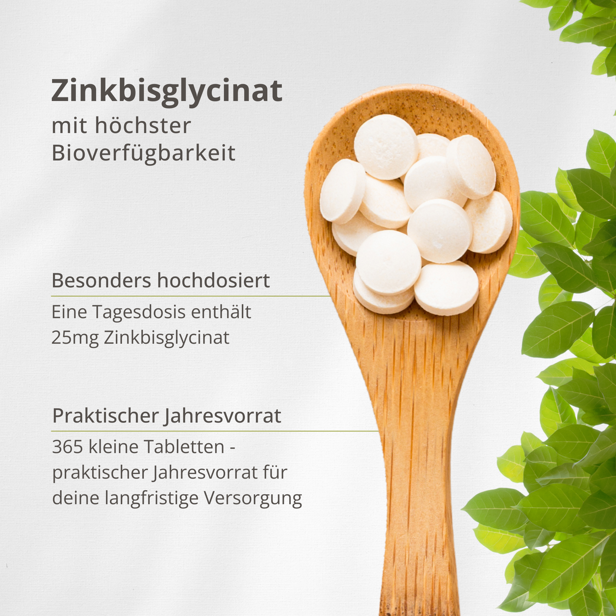 Zink Bisglycinat 25 mg – 365 Kapseln (Jahresvorrat)