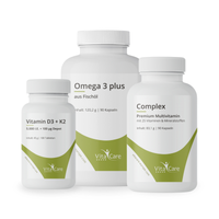 Immun Pro Set - Omega 3, Vitacare Complex, Vitamin D3+K2 (MK7 All-trans) Kapseln - hochdosiert für deinen Alltag