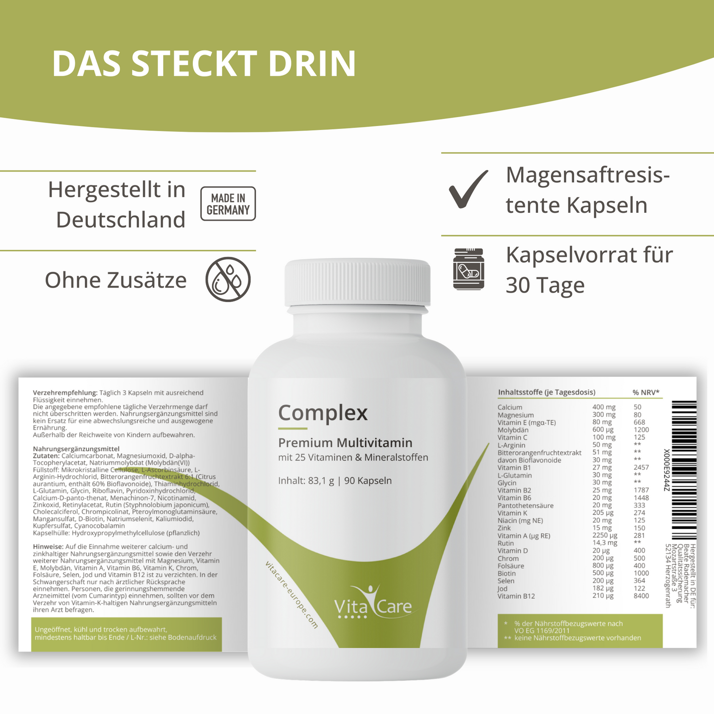 Immun Pro Set - Omega 3, Vitacare Complex, Vitamin D3+K2 (MK7 All-trans) Kapseln - hochdosiert für deinen Alltag