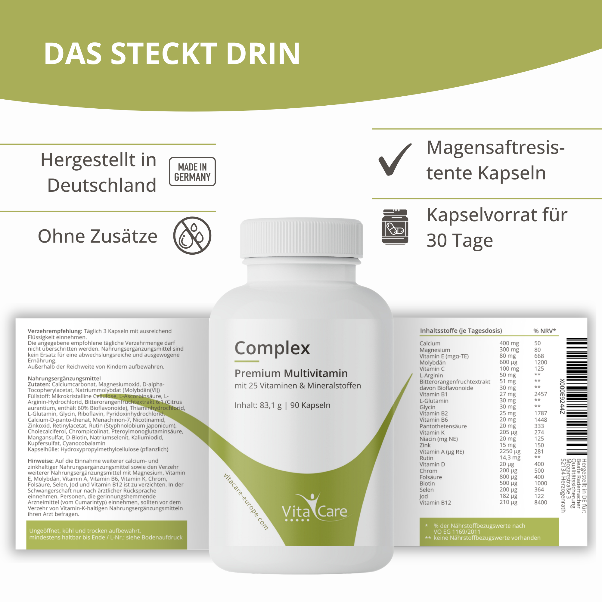 Immun Pro Set - Omega 3, Vitacare Complex, Vitamin D3+K2 (MK7 All-trans) Kapseln - hochdosiert für deinen Alltag