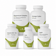 VitaCare Wechseljahre – 5er-Set mit Magnesium Complex, Omega 3 plus, Vitamin D3 + K2, Zink und MSM